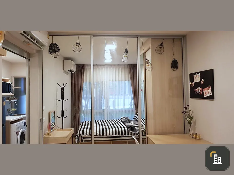 For rent, Plum Condo Rangsit Alive 1, Building B, 7th floor, view of Bangkok University, the room is simply decorated, pleasant, book quickly