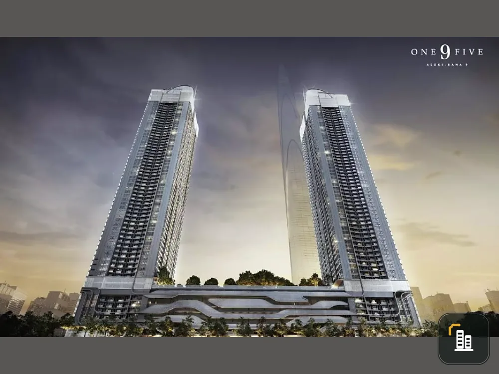 Sale down payment Condo One Nine Five Asoke-Rama 9 corner room facing north and east near MRT Rama 9.