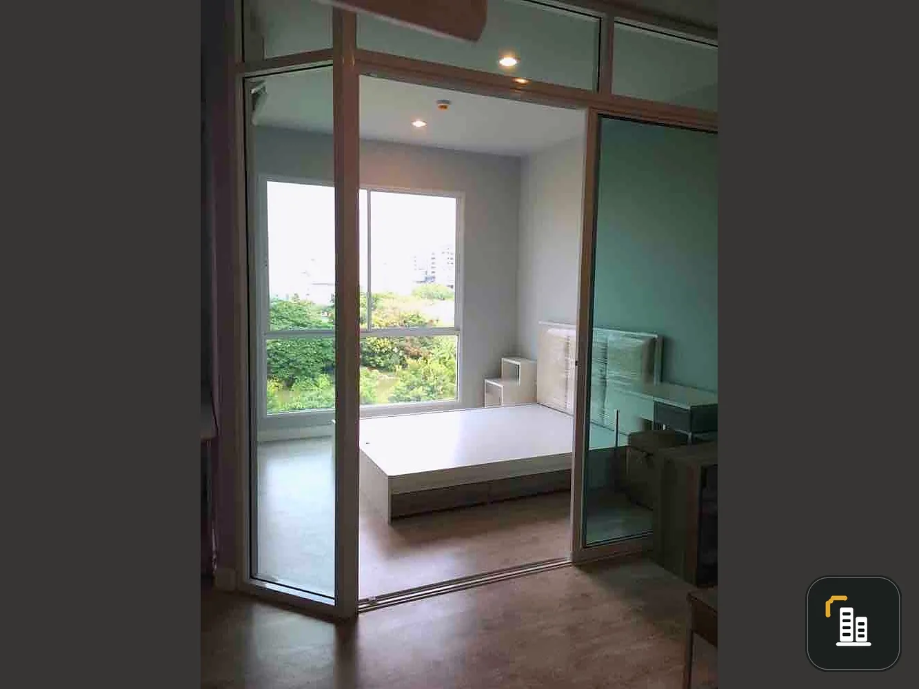 Condo for rent, Sale Salaya, with balcony, corner room, garden view, not far from the road, morning sun