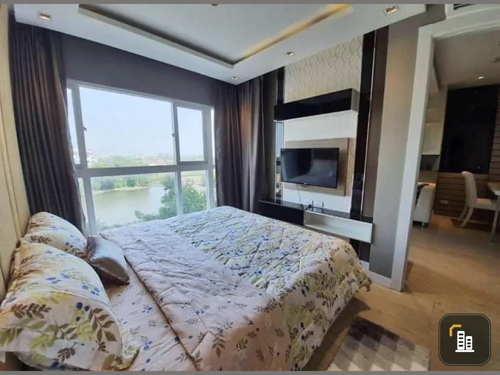 Condo for sale, Lasantia (Jomtien), city view, wide balcony, river view, beautiful decoration, fully furnished.
