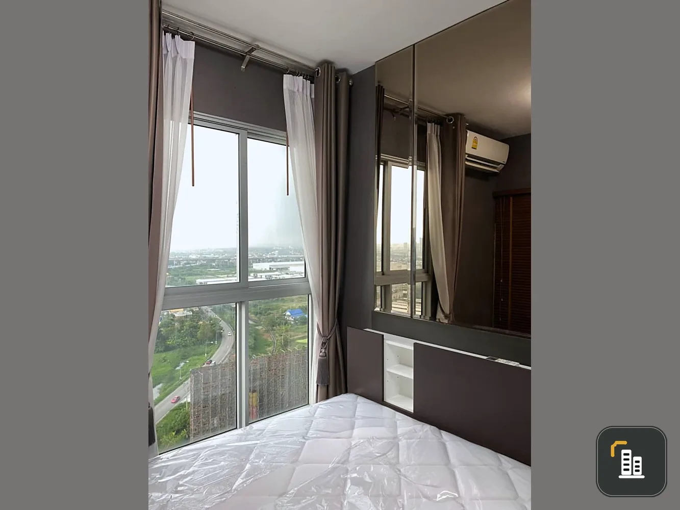 A Space Condo has Bangna, nice room, simple style, 20th floor, expressway view, at a great price, can't buy it anymore.