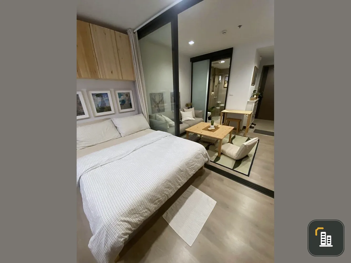 Condo for rent, The Line Phaholyothin Park, new room, north side, not hot room, has a view of the garden of the project