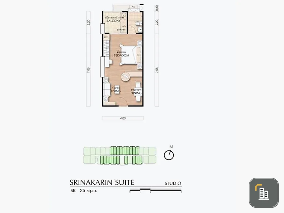 Selling Supalai Park Srinakarin, complete set of furniture, great price like this, you need to hurry up and reserve it.