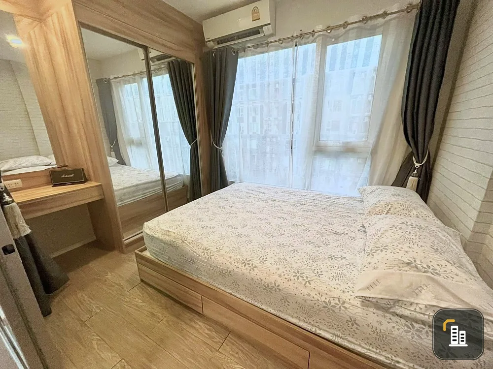 For rent, Happy Condo Don Mueang, The Terminal, 6th floor, pool view, fully furnished, with nice wallpaper, book now.