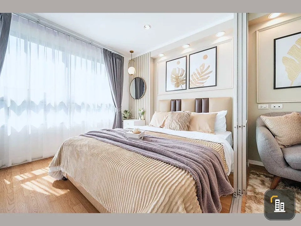For Sell Lumpini Ville Sukhumvit 109-Bearing, fully furnished. The most comfortable bed Good like this. You can't reserve it anymore.