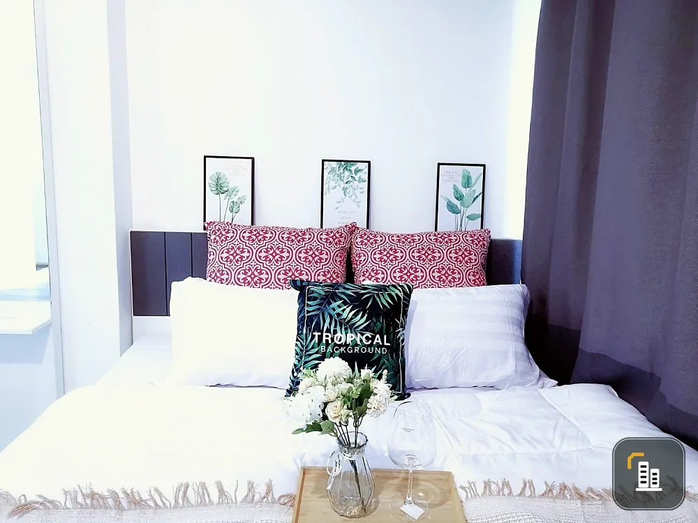 Condo for sale, Lumpini Mega City Bangna, decorated room in white tones, fully furnished, ready to move in, book now.