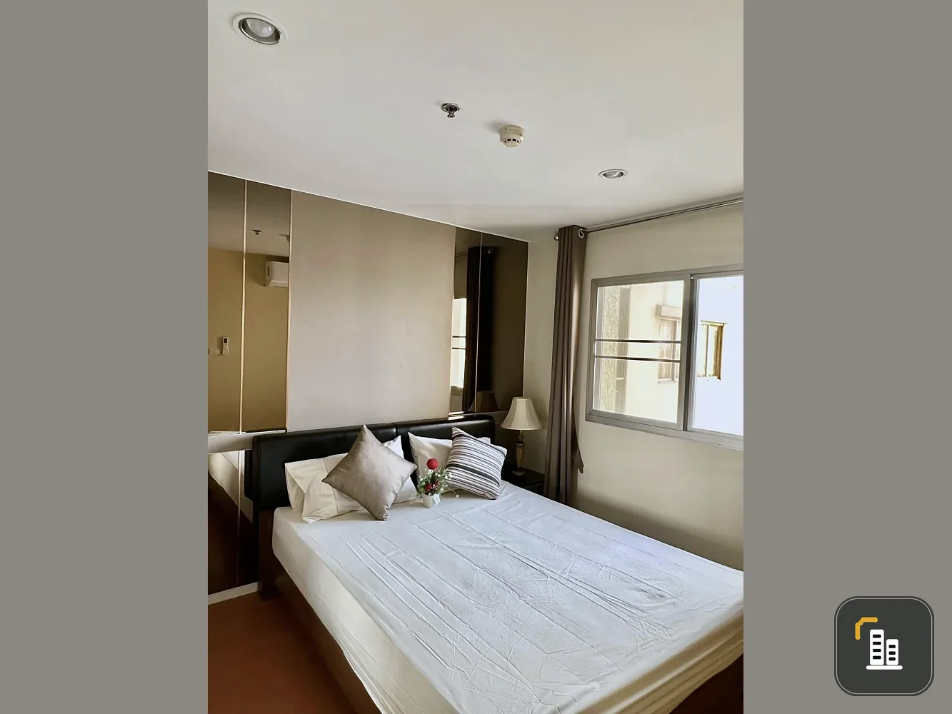 For sale, Lumpini Mega City Bangna, Building D, 15th floor, clear view, fully furnished room, livable, buy now, great value.