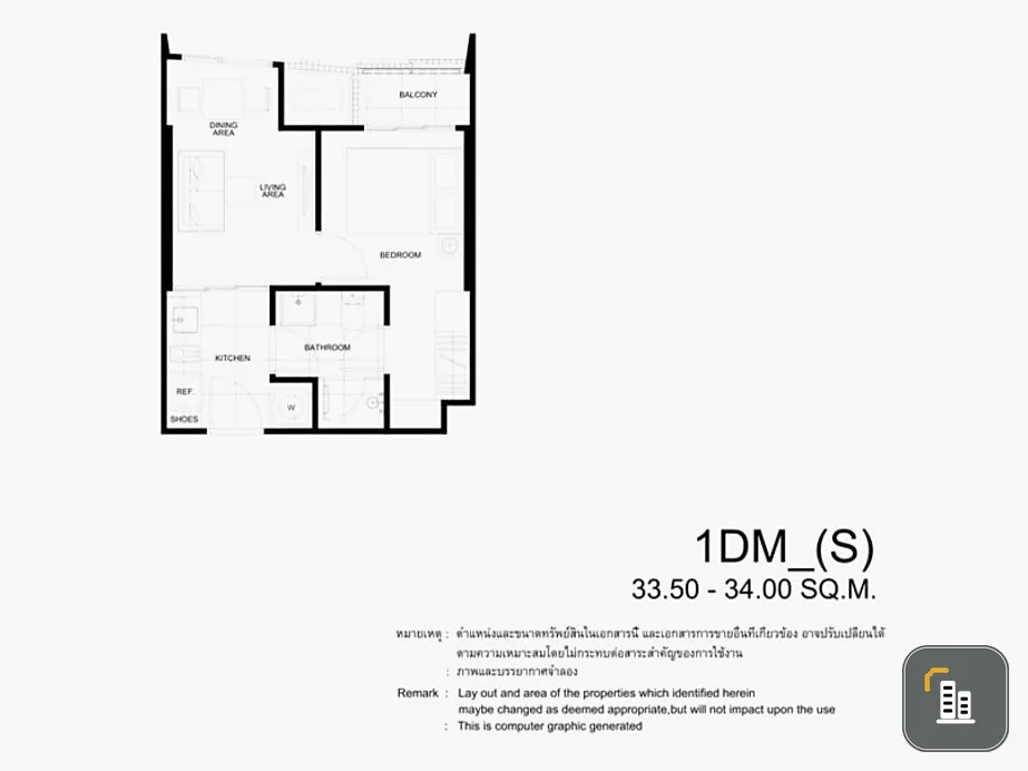 Sale down payment* 17th floor corner unit good view 1bed 33.75 sq.m. Condo The Line Phahon-Pradipat