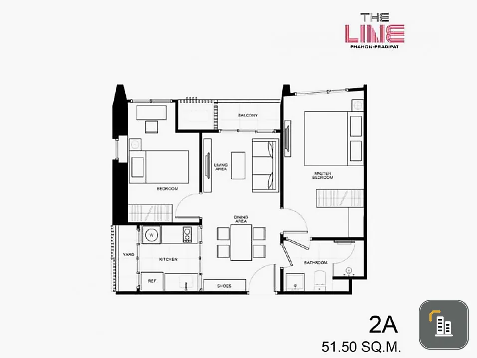 New condo for sale, The Line Phaholyothin-Pradipat, 33.5 sq m, 11th floor, north, only price 5,300,000 million baht.