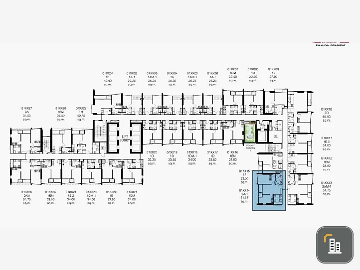 Condo for sale down payment THE Line Phaholyothin Pradipat, facing Pradipat Road, True City View, panoramic view.