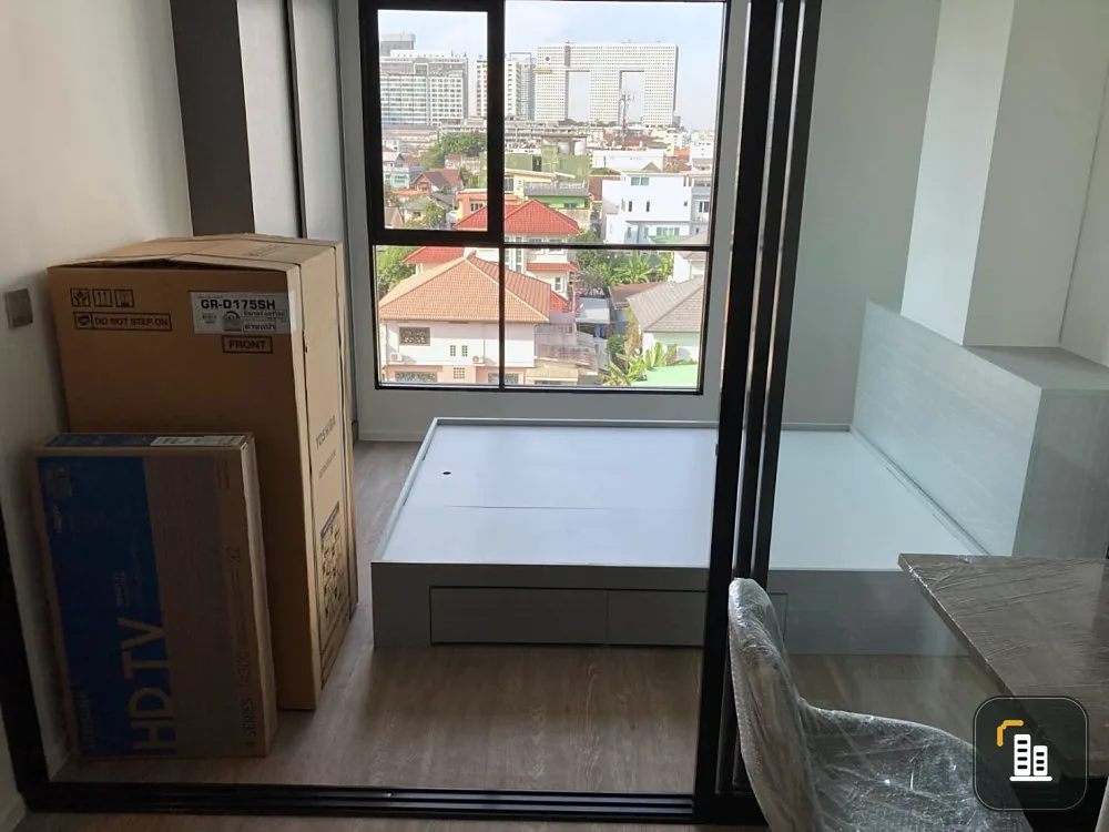 Urgent sale!! Condo Atmoz Ladprao 15, corner room, Building A, view overlooking the Elephant Building, fully furnished, ready to move in, book now!!