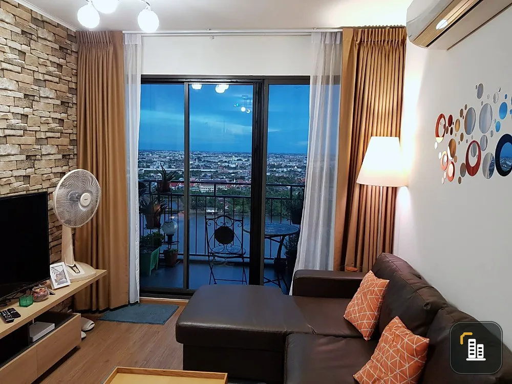 For rent, U Delight Residence, Riverfront, Rama 3, 2 bedrooms, 24th floor, corner room, river view, book now.
