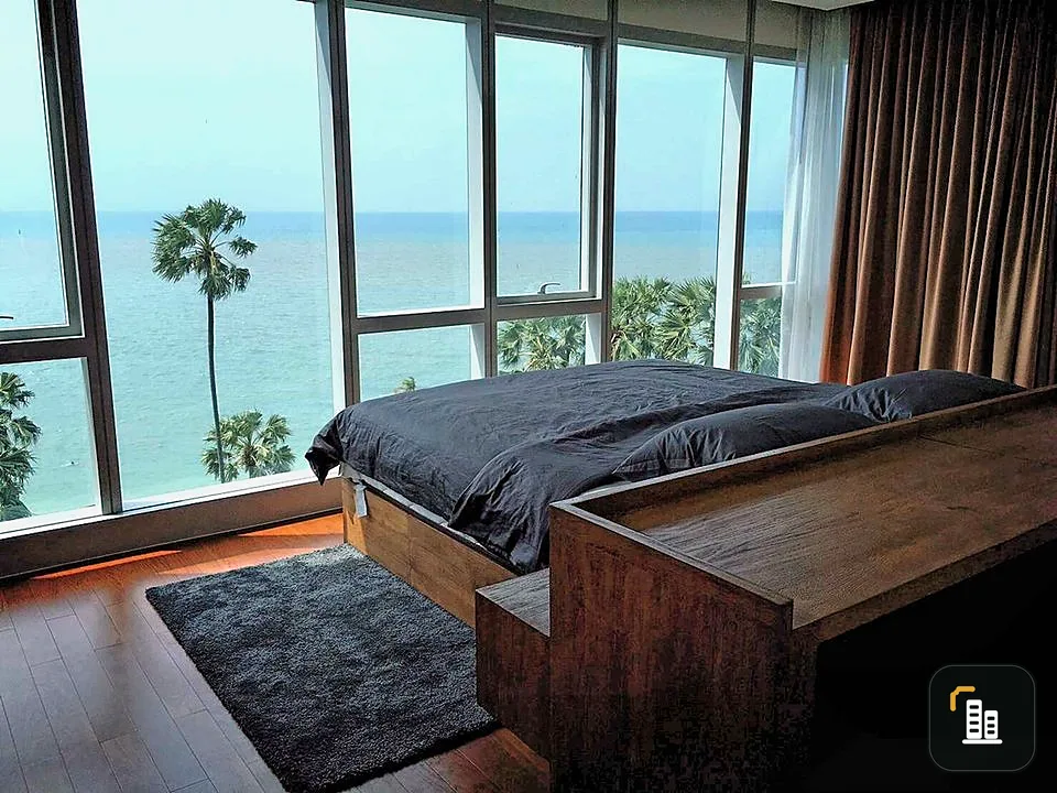 Condo for rent, The Palm Wongamat Beach Pattaya (North Pattaya), sea view, fully furnished, ready to move in.