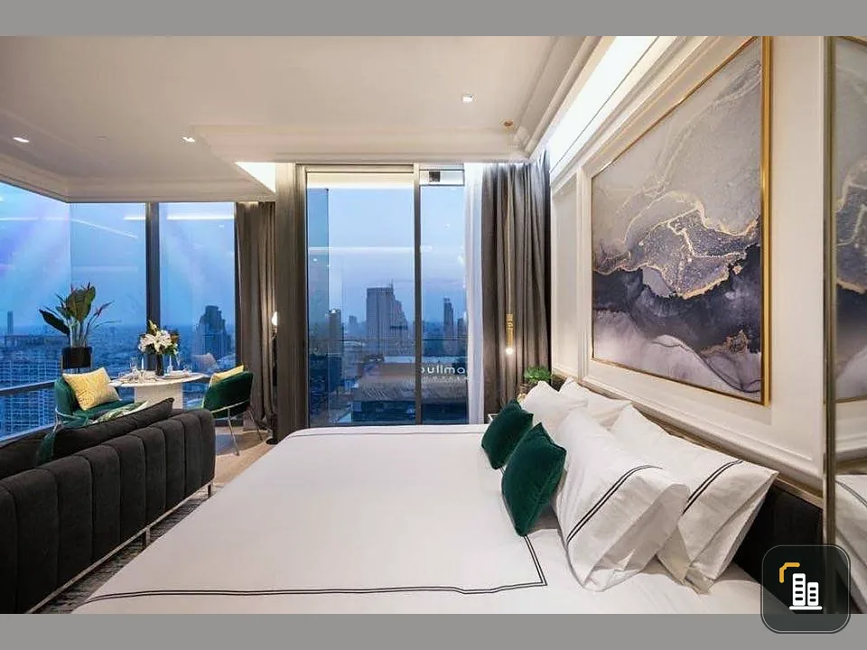 Condo for rent, Ashton Silom, decorated in Art Deco style, fully furnished, high floor, south and west views.