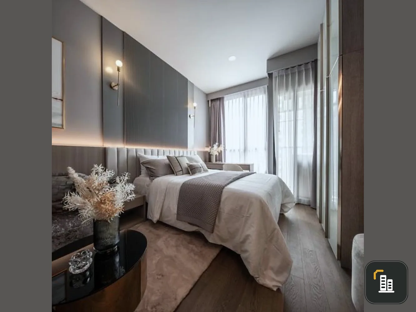 For rent, Park Origin Phayathai, 12th floor, beautiful room, luxurious decoration, very nice, plus fully furnished, book now, hurry up.