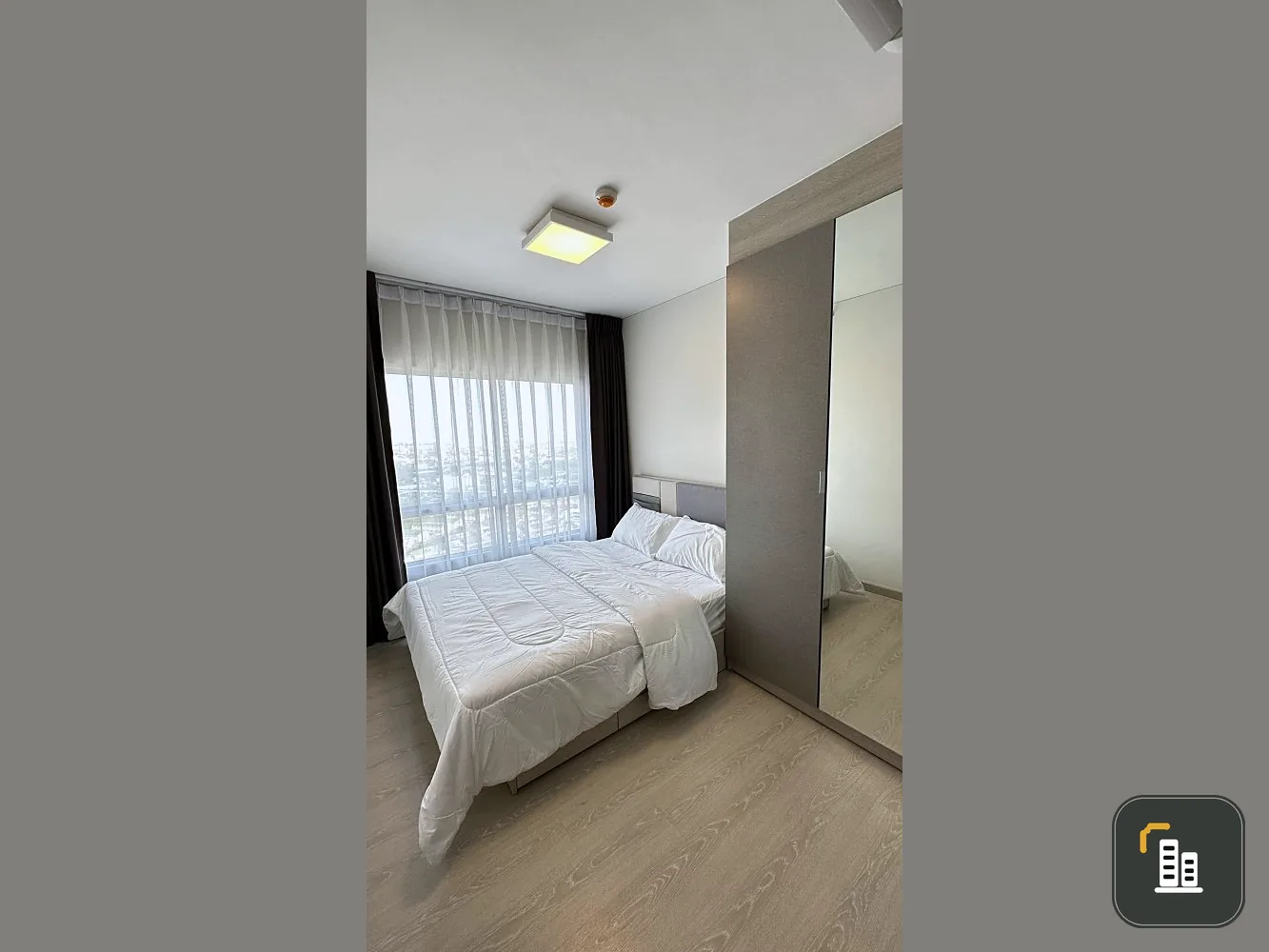 For rent, Niche ID Pak Kret Station, decorated in minimal style, the most pleasant. Clear view, airy, very good price, hurry to book