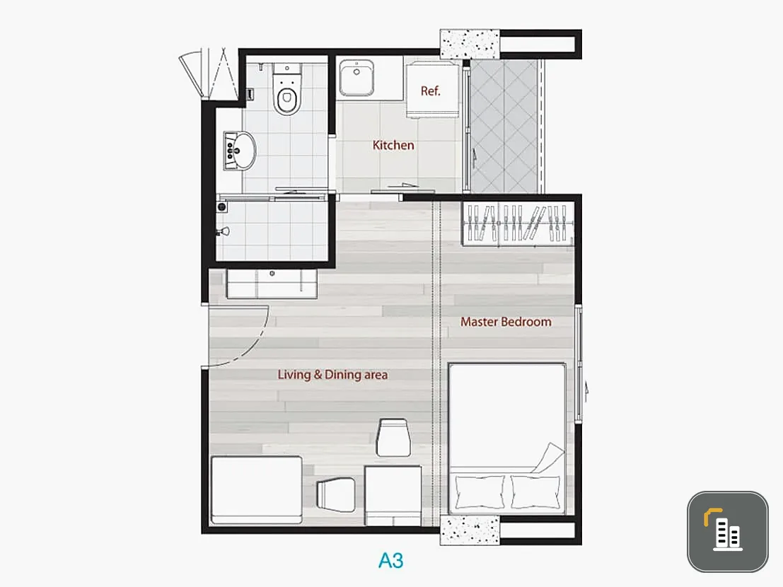 Sell Cool Condo Rama 7, 1 bedroom, 1 bathroom, complete set of facilities, don't miss it.