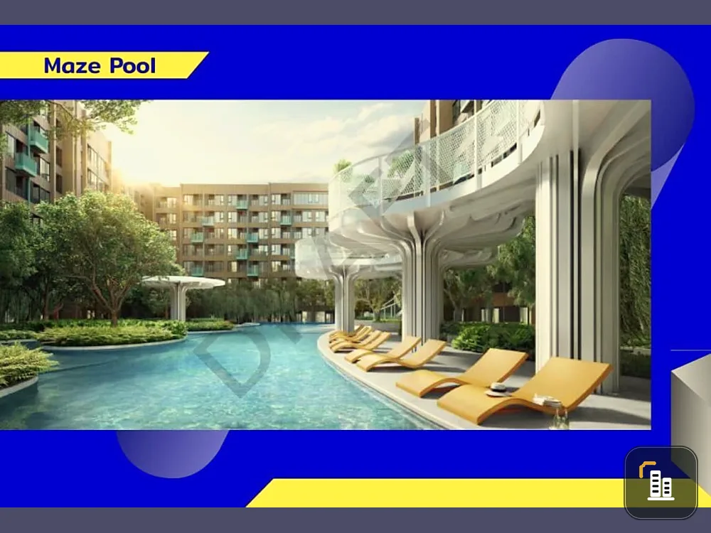 Selling down payment, Cave Town Colony, 7th floor building, pool view, good project, nice location, if interested, reserve now.