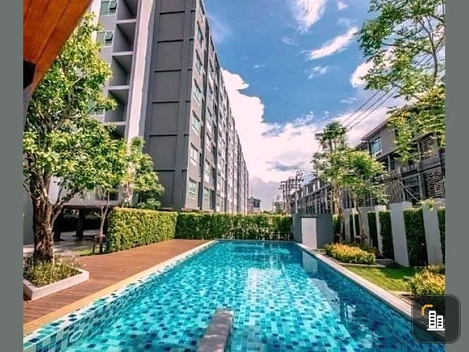 Condo for sale or rent, Aspire Lat Phrao 113, room decorated with wallpaper, good view, no buildings blocking it, if you miss it you will regret it.