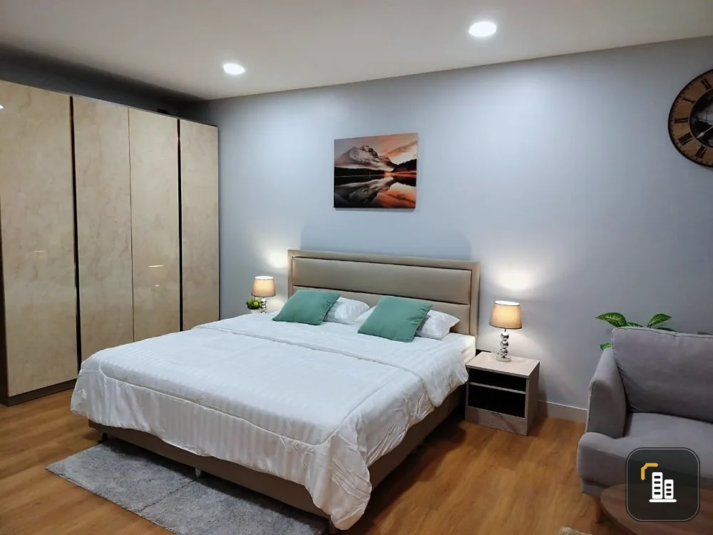 For sale for rent, sea view, Jomtien Condominium 1-8 (Jomtien), room decorated in comfortable color tones. Already feel comfortable. Reserve now.