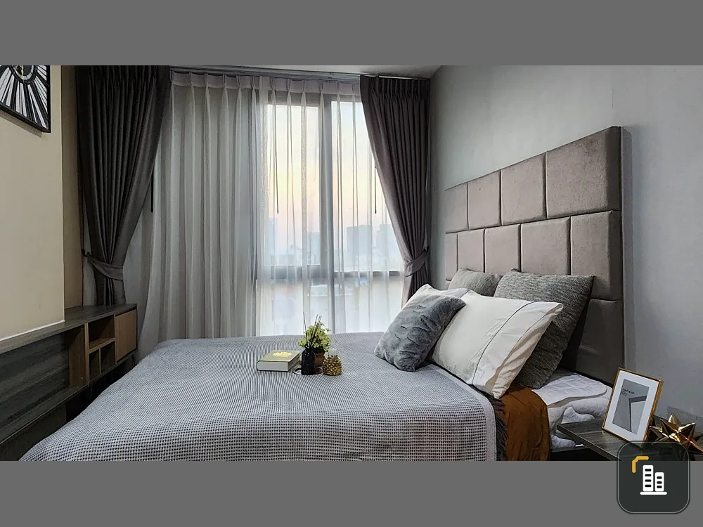 For sale, for rent, The Unique Ladprao 26, 8th floor, clear view, unblocked view, built-in furniture throughout the room. Hurry and reserve it quickly