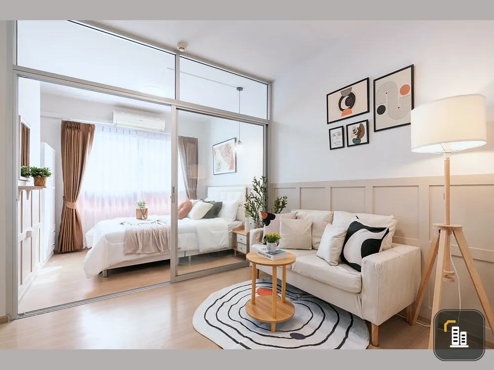 For sale: Plum Condo Samakkhi, very beautiful room, minimalist, very minimalist, fully furnished, minimalist type, don't miss it.
