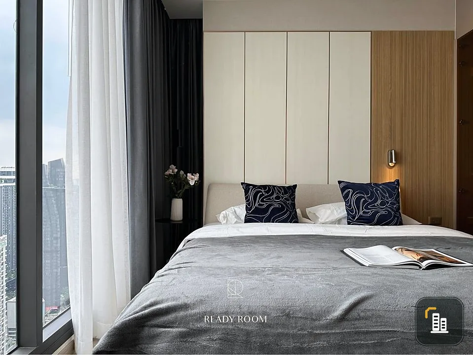 Condo for rent, one9five asoke rama9, nice decorated room, 39th floor, high view, don't just look, hurry and reserve quickly.
