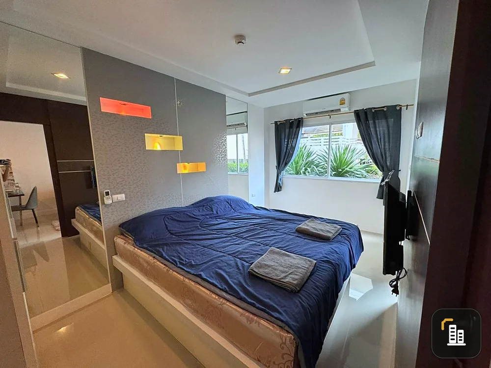 For rent, Trio Gems Condo (Jomtien), decorated room, ready to move in, nice to sleep, just carry one suitcase and move in.