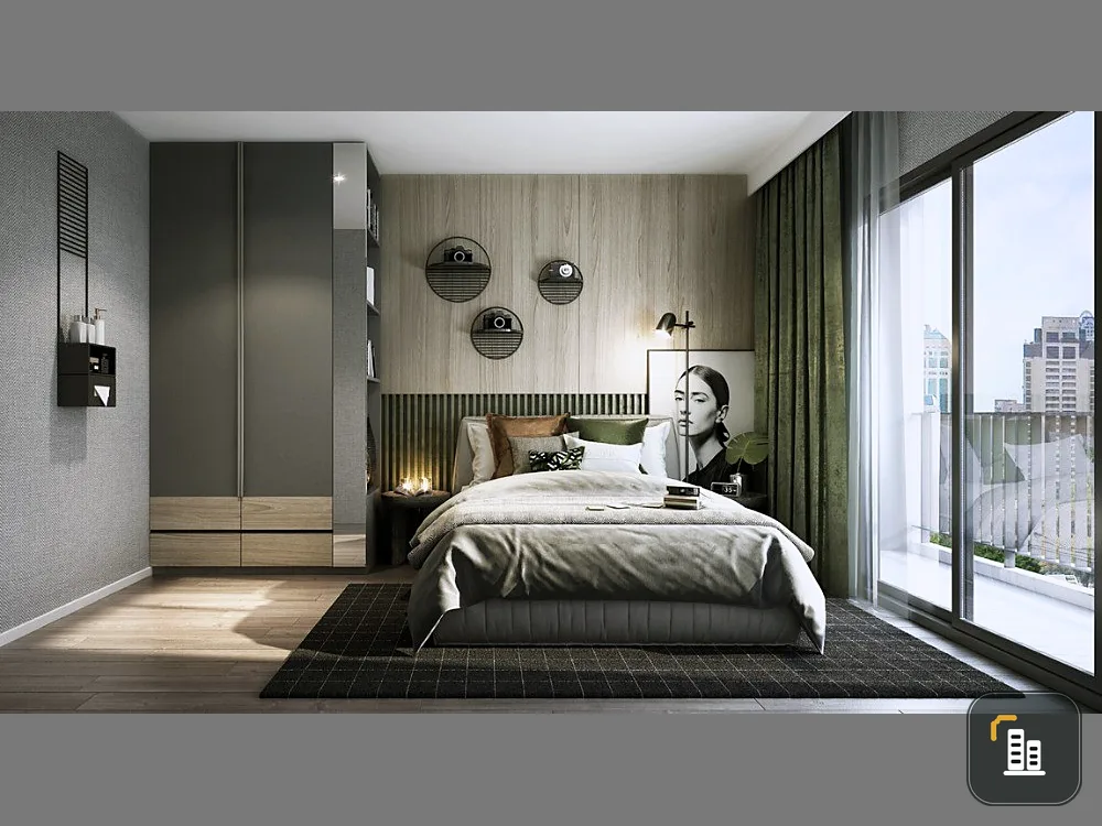 Selling down payment The LIVIN Phetkasem 1 Bedroom, empty room, size 38.05 square meters, ceiling height 2.6 meters, buy now.