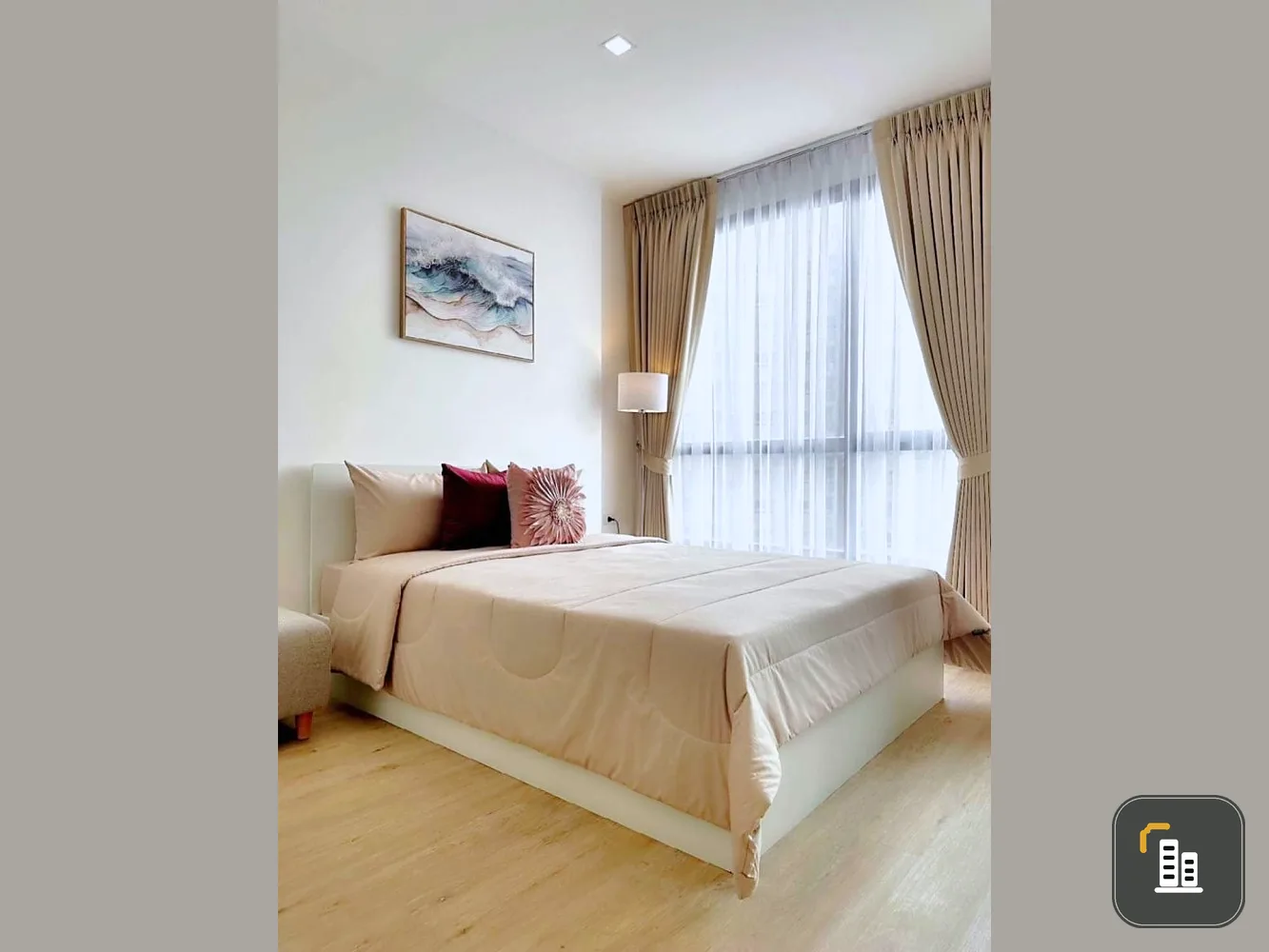 Condo for rent, The Rich Rama 9-Srinakarin, studio room, very livable, TV with built-in shelves, don't miss it.