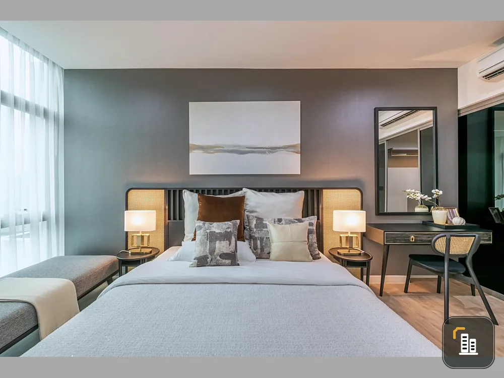 Condo for sale, rent, The Room Charoenkrung 30, Icon Siam view, complete with furniture and electrical appliances.