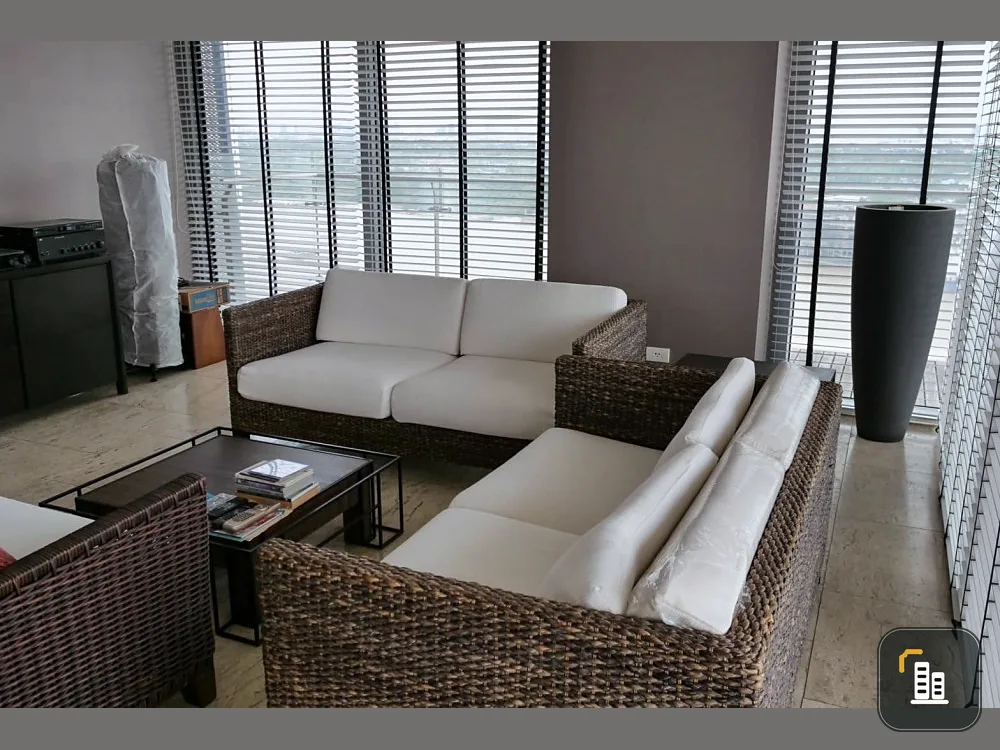 Condo for rent, The Pano, wide balcony, decorated with built-ins. With wallpaper throughout the room Suitable for families