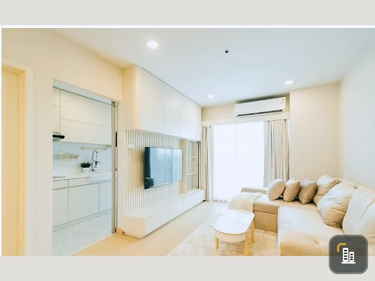 Condo for sale, Supalai Park, Talat Phlu Station, minimalist decorated room, warm colors, ready to move in, reserve now.