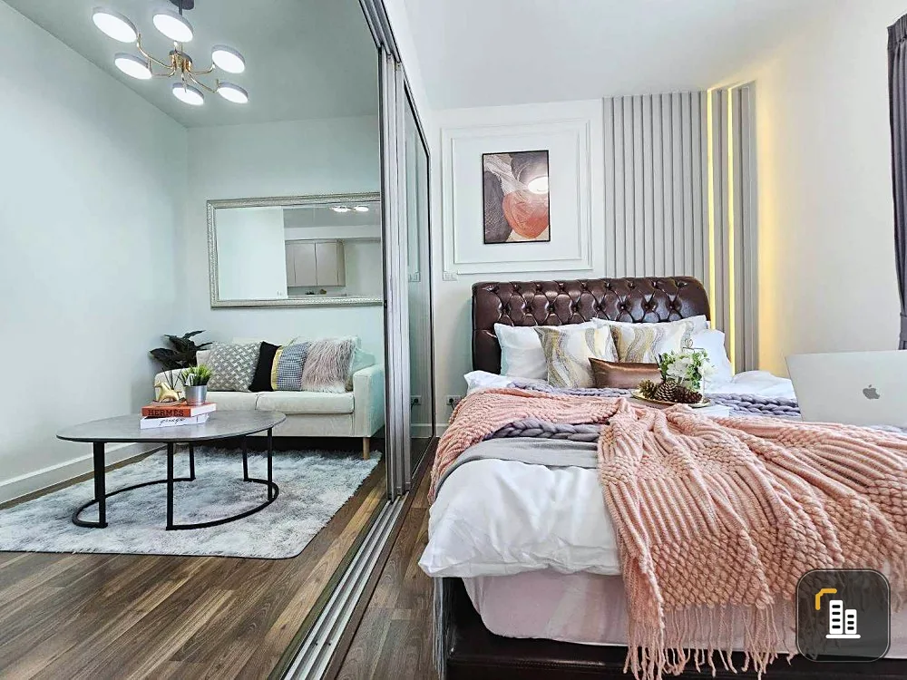Condo for sale, A Space Bangna, beautifully decorated, corner room, balcony facing north, not hot, breeze passing through all year, book now.