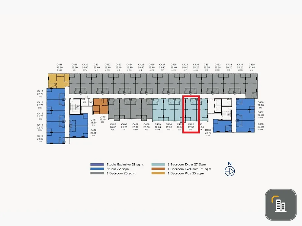 Selling down payment, Cave Town Colony, room 1-bed Extra, 4th floor, view of the long pool. Hurry and reserve it before you miss it.