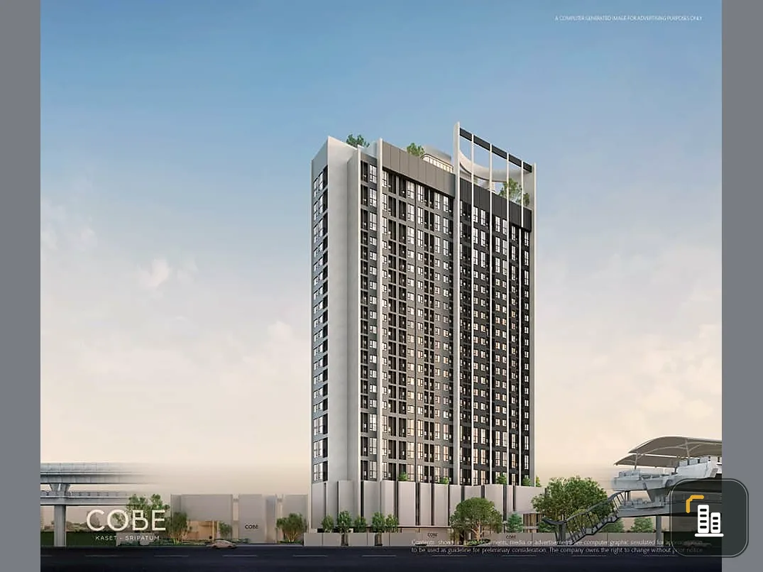 Down payment for sale, Cobe Kaset Sripatum, 2 bedrooms, 1 bathroom, city view, no buildings blocking it, very good location, convenient travel, book n