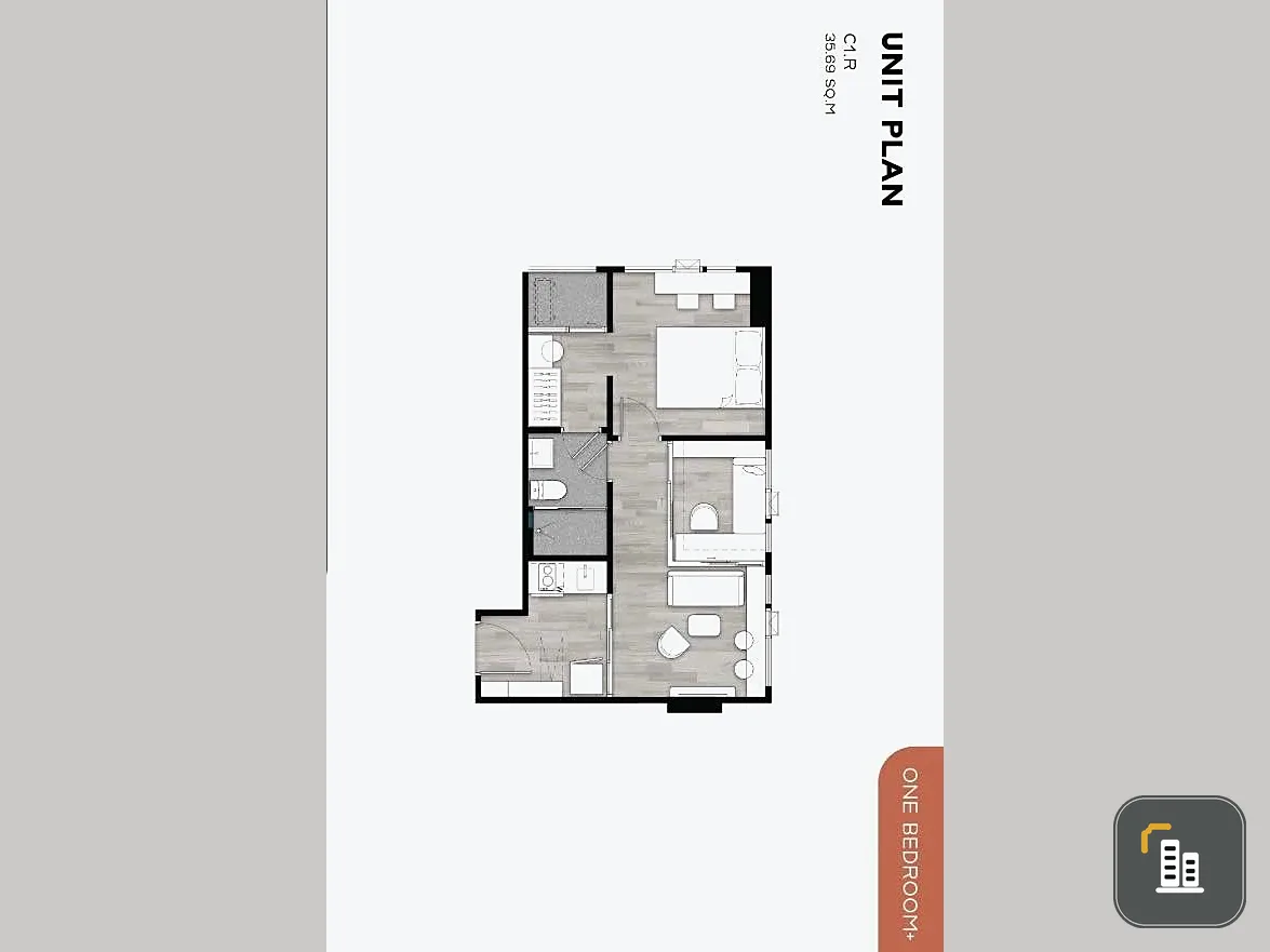 Down payment for sale, Groove Muse Ratchada 7, beautiful corner room facing north. Plenty of usable space, good price. If interested, reserve quickly.