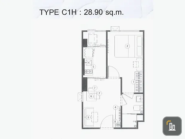 Selling down payment, Cave Seed Kaset, 6th floor, room facing north, good location, near the Green Line, hurry and reserve now.