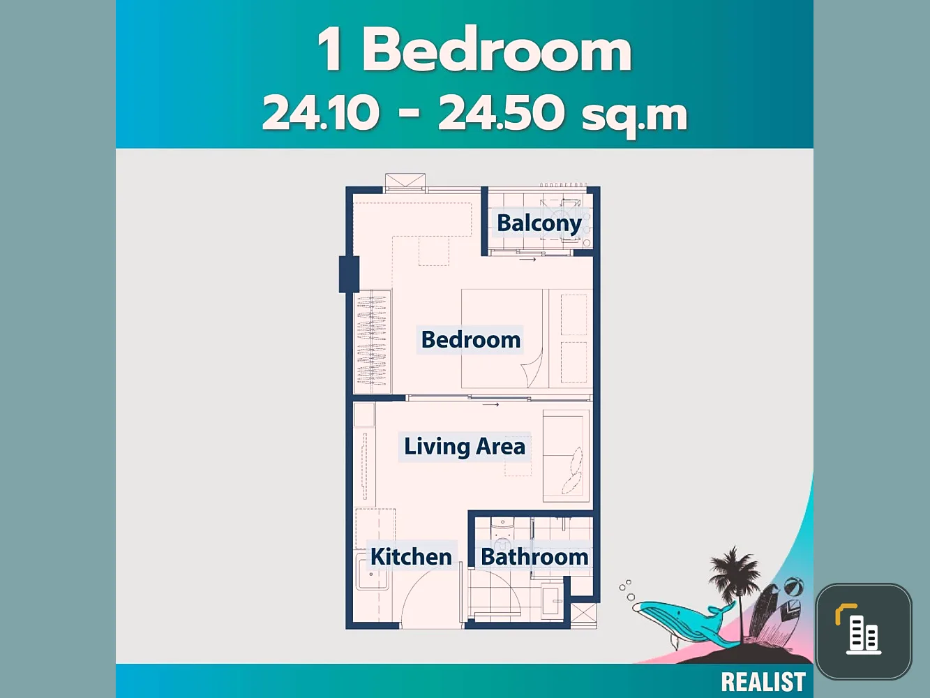 Selling down payment Cave Town Island, 1 bedroom, 1 bathroom, 5th floor, comes with a great price. Hurry and reserve now.