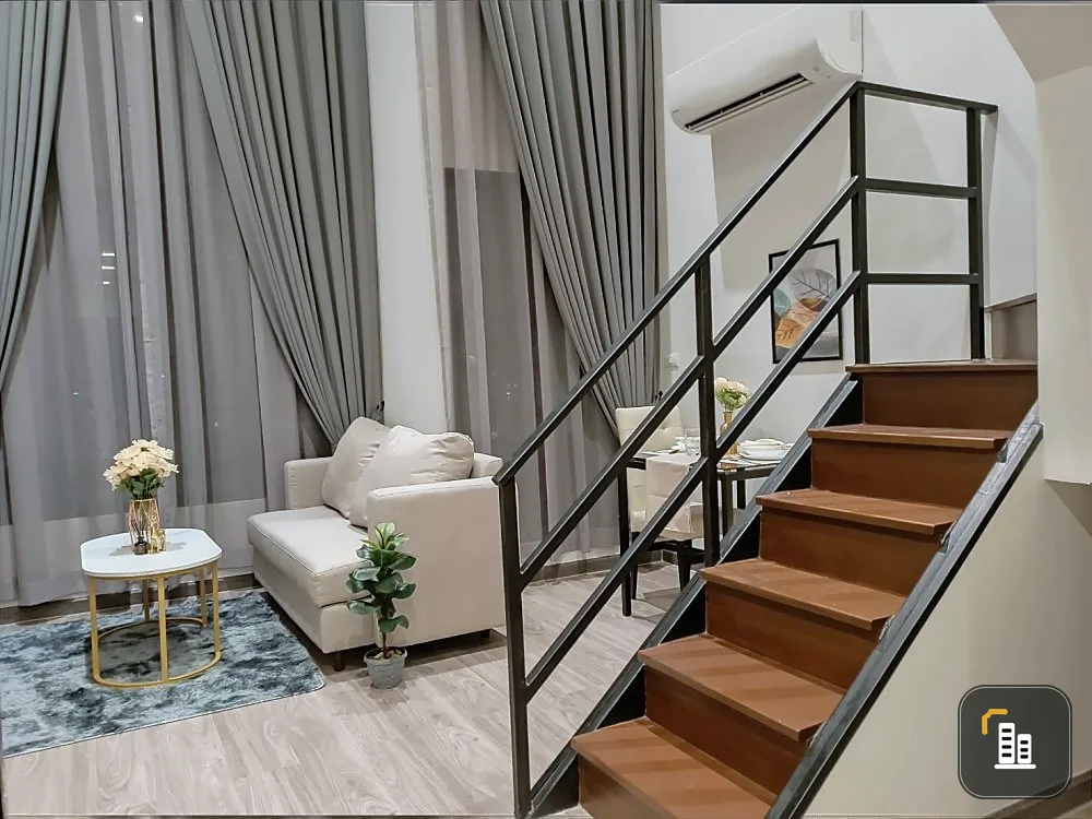 For sale, for rent!! Condo The Collection Ratchada 32, duplex style room, excellent furniture, minimalist, mini-heart, book now!!