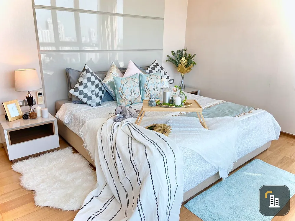 Condo for rent, The Address Asoke, beautiful room, high floor, 360 degree view, everything is complete in one room.