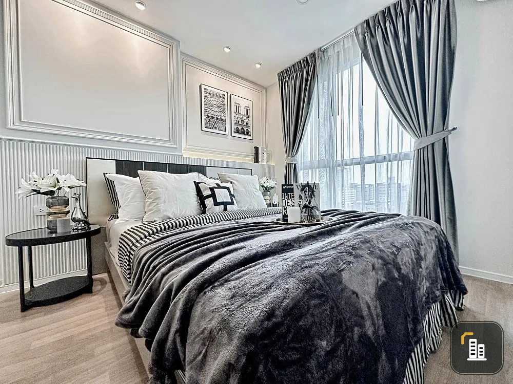 Condo for sale The Selected Kaset-Ngamwongwan Luxurious built-in decoration, comfortable bed, nice to sleep in, buy quickly.
