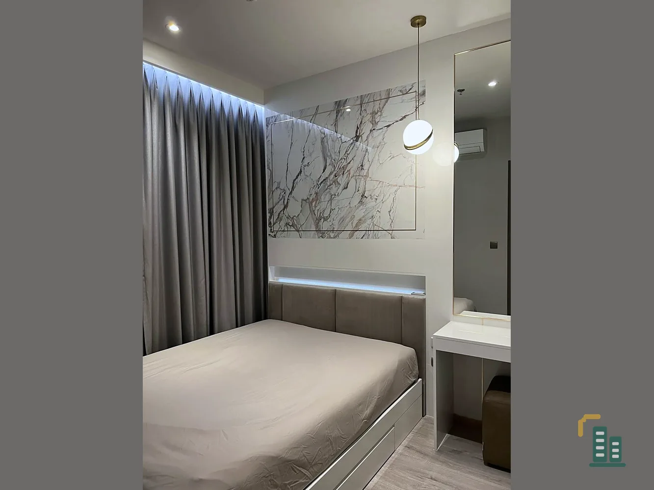 Condo for rent, Rhythm Ekkamai Estate, decorated with built-in marble patterns, 12th floor, city view, just bring your bags and move in.