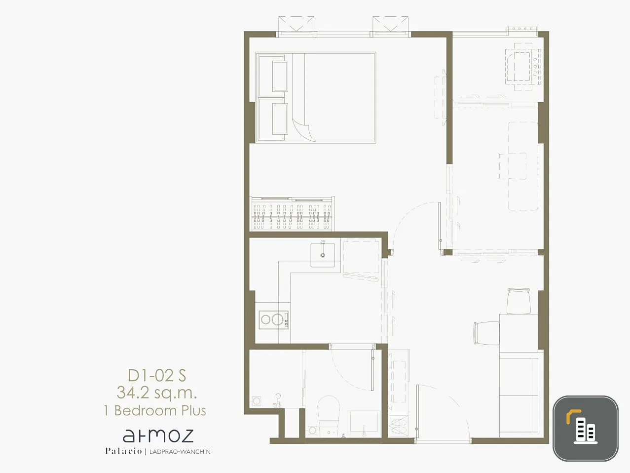 Selling down payment Atmoz Palacio Lat Phrao-Wang Hin, 4th floor, room D406. Buy now. Don't miss it. Hurry.