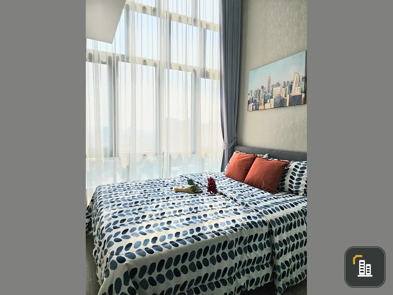 For rent Metro Sky Prachachuen, two-story room, fully equipped with wallpaper throughout the room. Just come and move in.