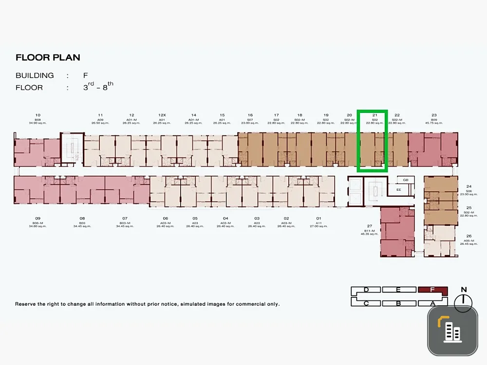 Selling down payment New Core Khu Khot Station, Building F, 3rd floor, open view, fully furnished. If interested in being an owner, hurry and reserve