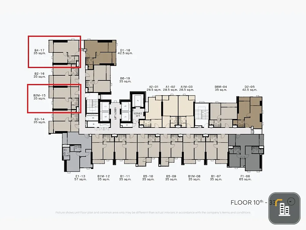 Selling down payment Life Phahon-Lat Phrao, beautiful open view, 12th floor, room A1217, full central area. Nice project, book now.