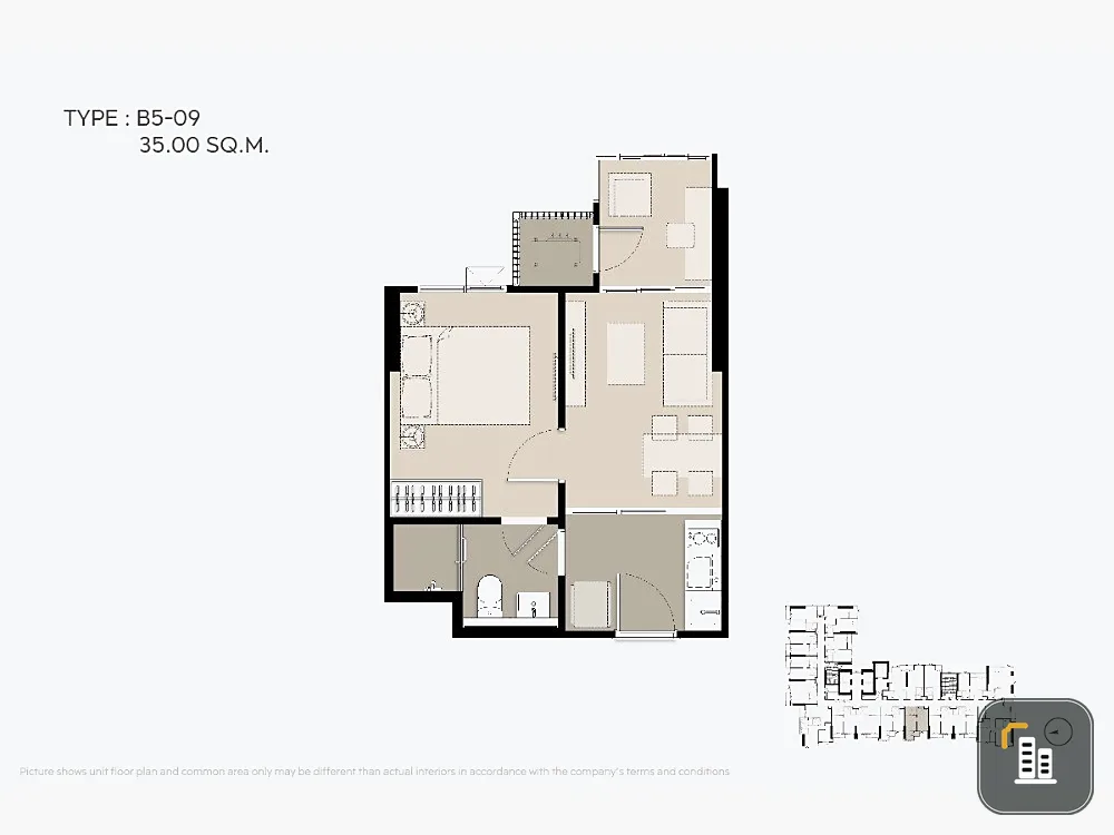 Selling down payment Life Phahon-Lat Phrao, high floor room, spacious, garden view, don't want to miss it, book now.