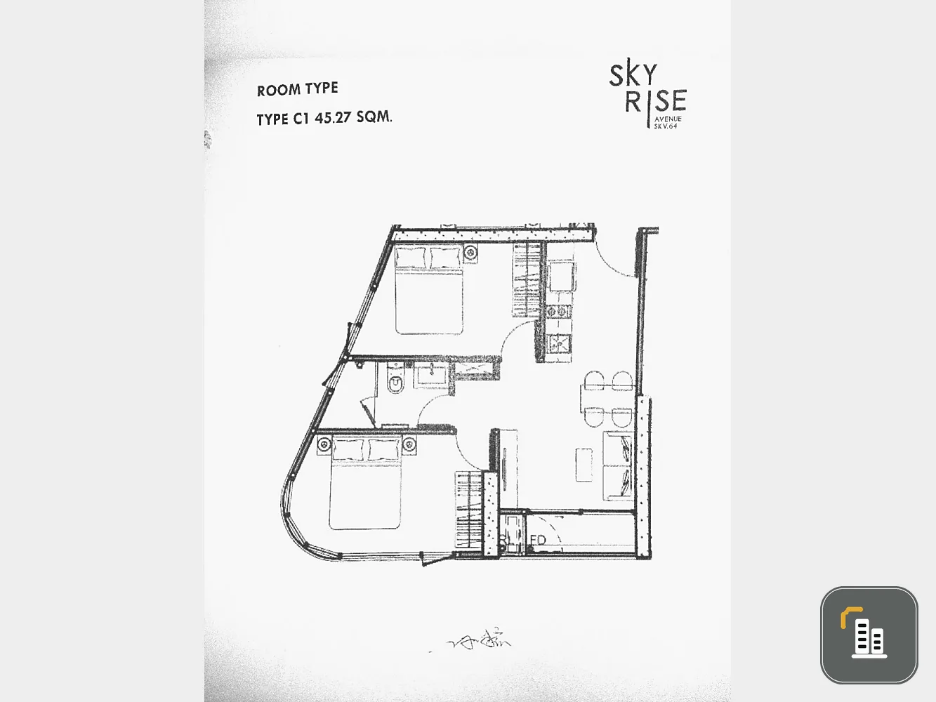 Down payment for sale, Skyrise Avenue Sukhumvit 64, 16th floor, corner room, very large, separated. Don't just look, book now.