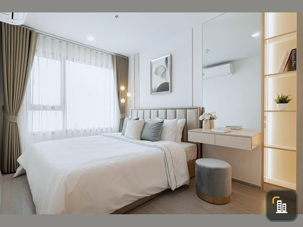 For rent, Life Lardpao, room decorated in white tones, pleasing to the eye, affordable price. Don't hesitate, come and reserve quickly.